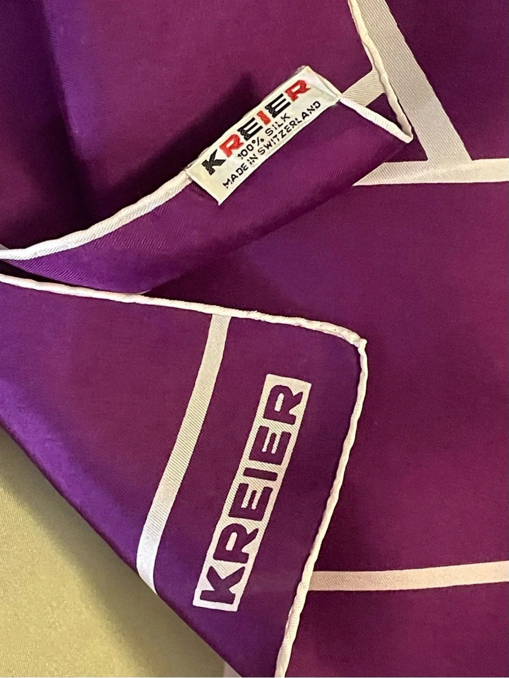 Vintage Kreier Scarf 31 In Sq Mint Condition Crisp Clean
